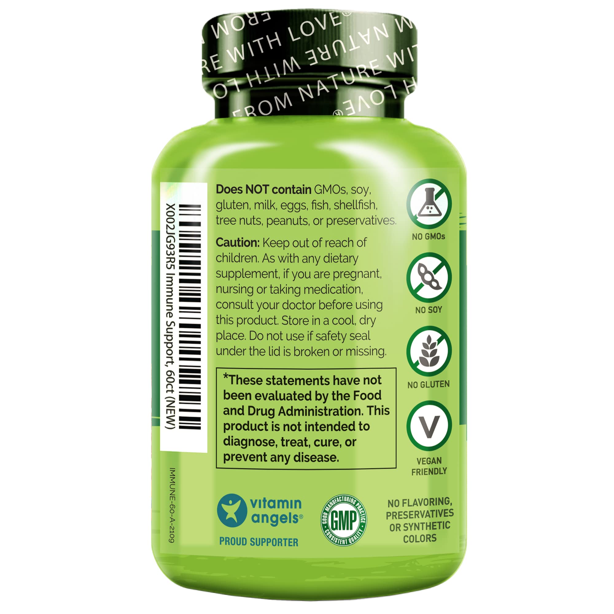 Naturelo vegan capsules pack highlighting gluten-free and soy-free quality.