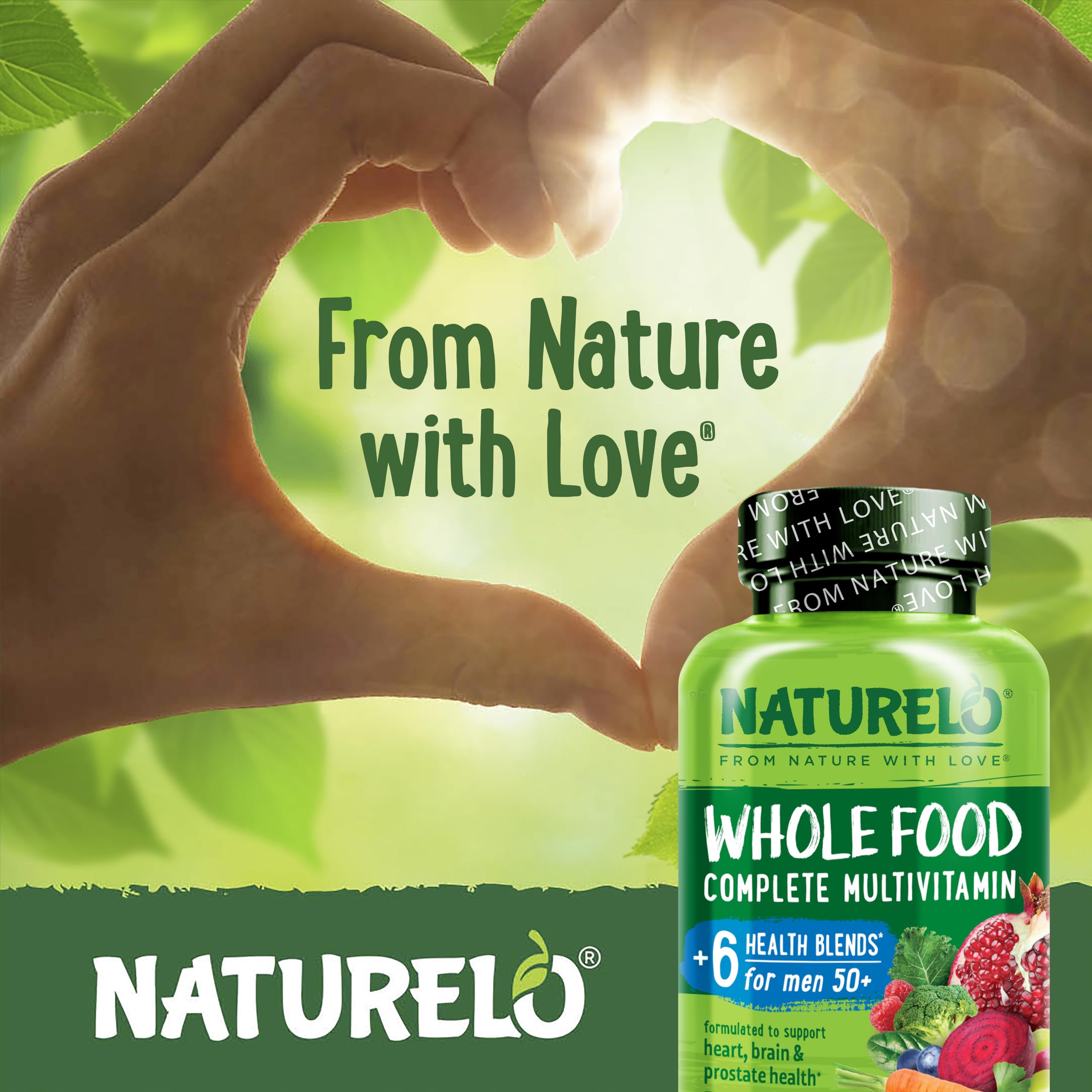 Naturelo vegan-friendly label signals plant-based nutrition suitable for restricted diets.