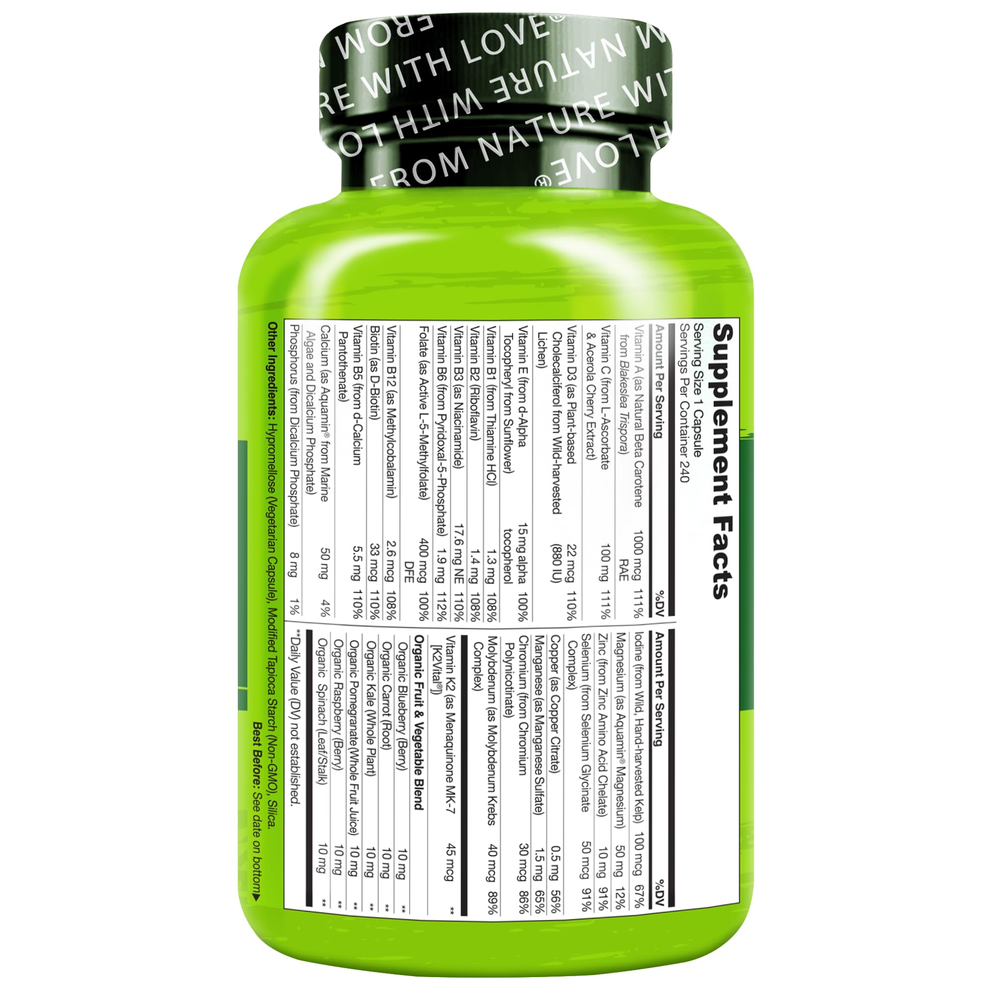 Vegan, non-GMO, soy-free formula from NATURELO for clean daily nutrition