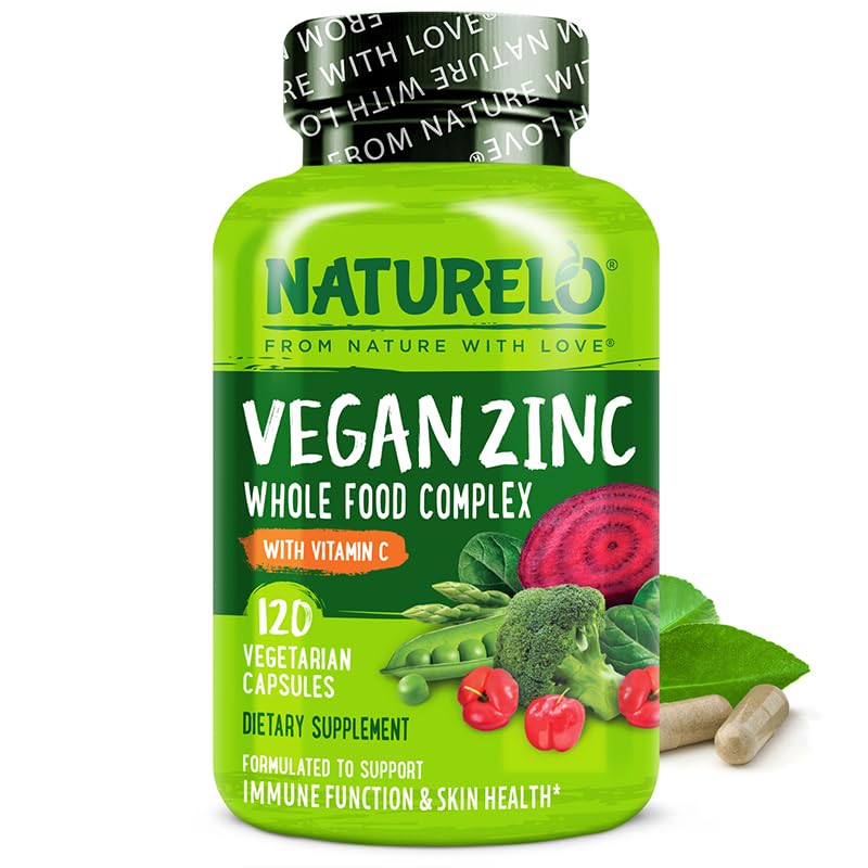 Naturelo vegan zinc immune support bottle for daily wellness.
