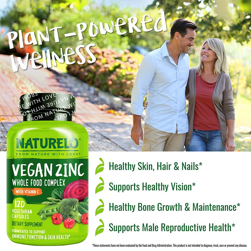 Naturelo zinc organic vegetable blend close-up of whole foods.