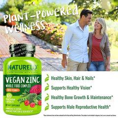 Naturelo zinc organic vegetable blend close-up of whole foods.