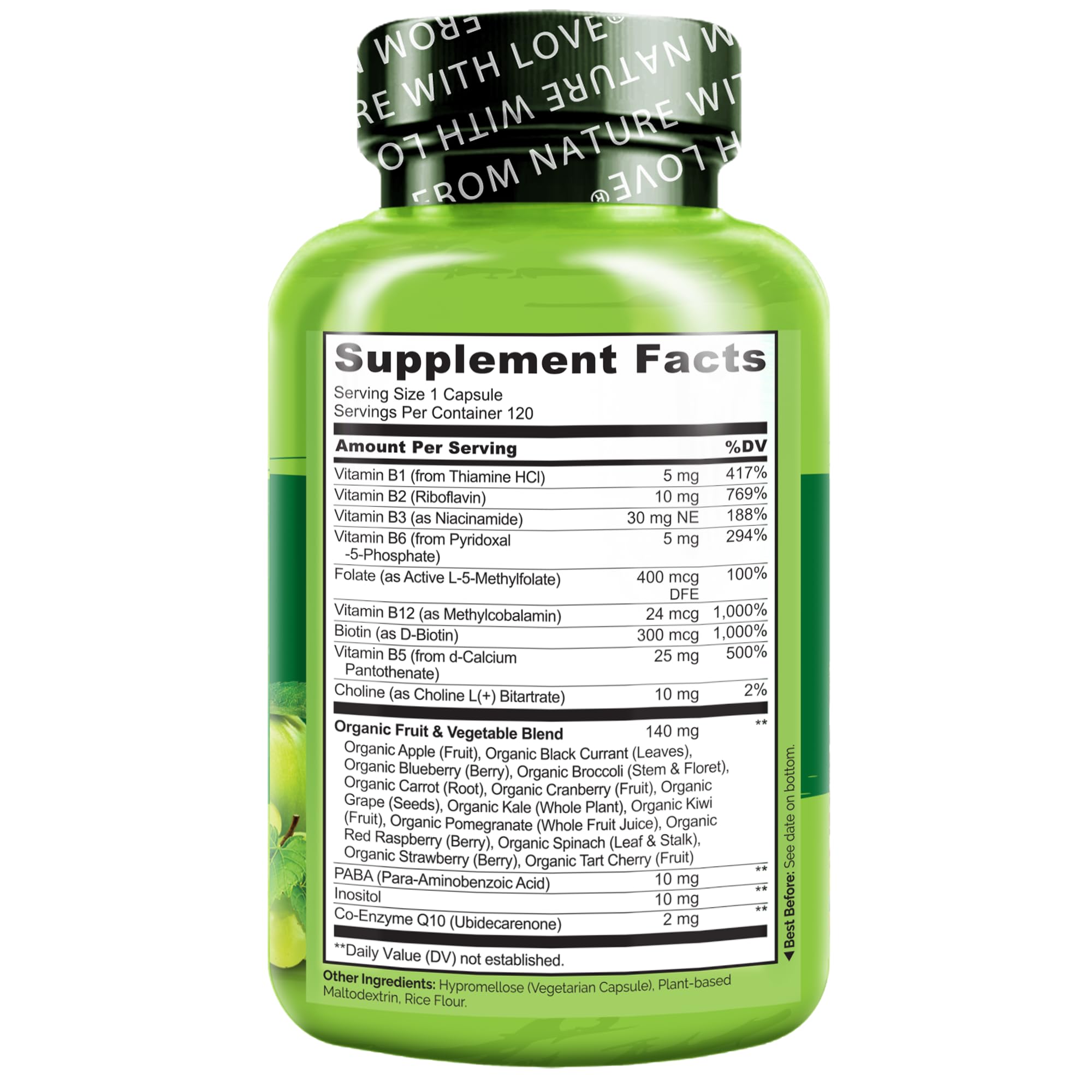 Naturelo’s methylated B vitamins are readily used by the body for energy pathways.