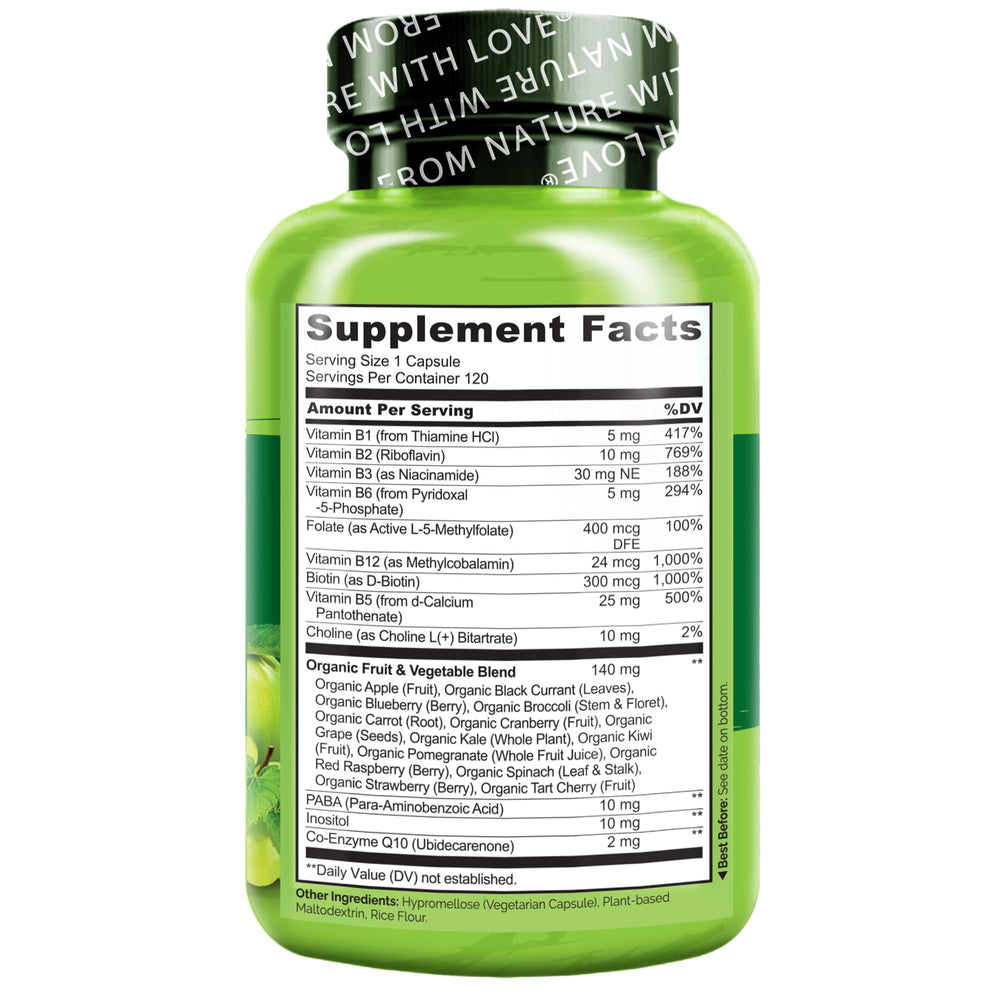 Naturelo’s methylated B vitamins are readily used by the body for energy pathways.
