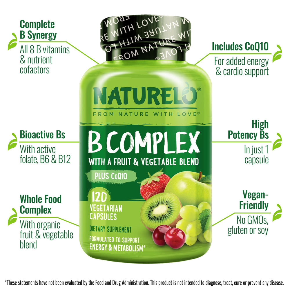 Naturelo Vitamin B Complex is vegan and gluten-free, designed for plant-based lifestyles.