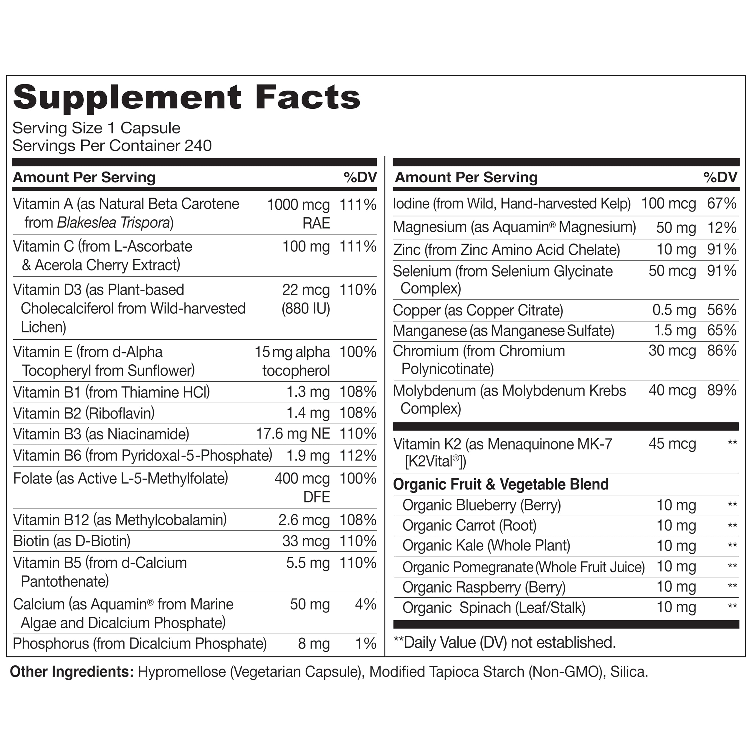 Vitamin D3 from lichen source in the NATURELO multivitamin