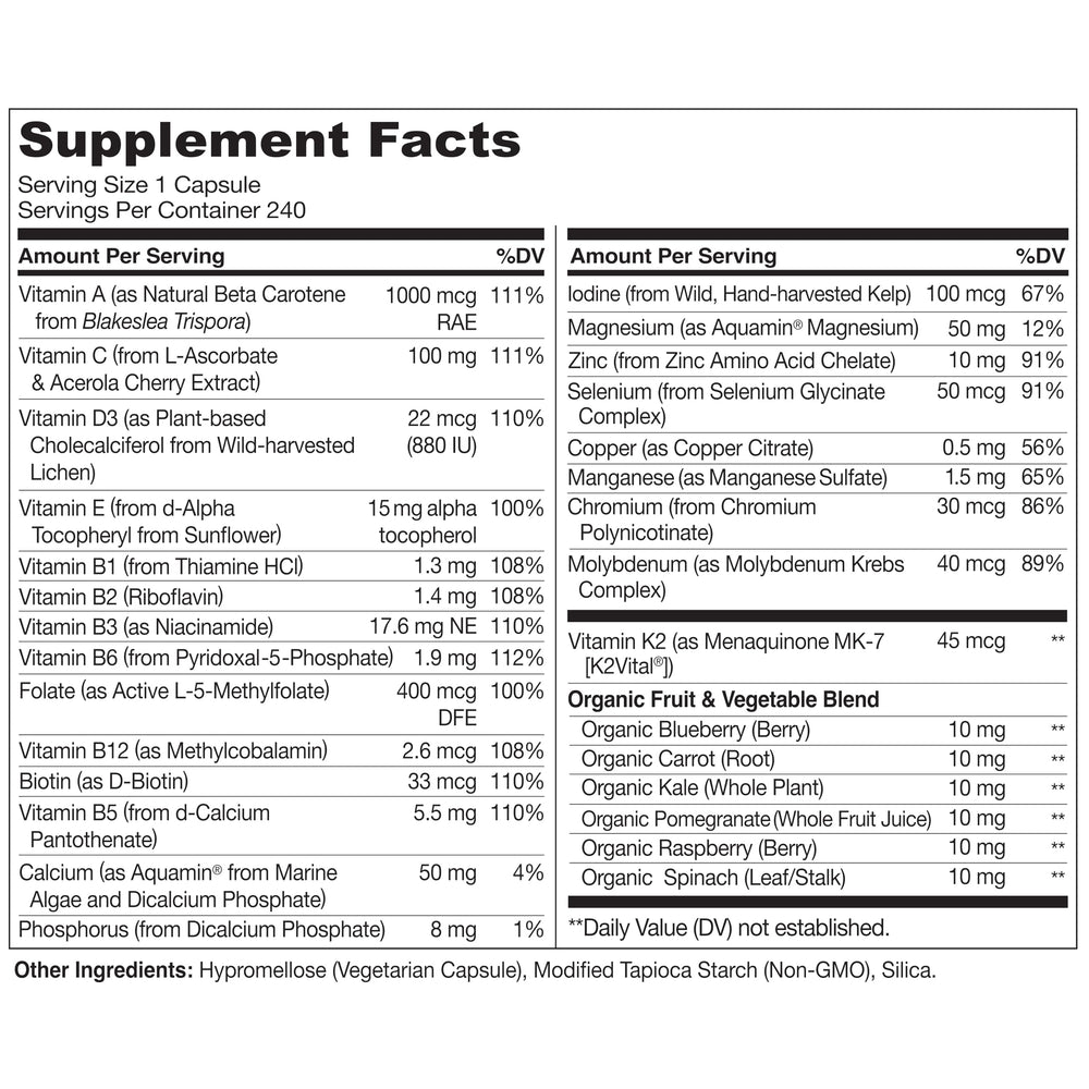 Vitamin D3 from lichen source in the NATURELO multivitamin