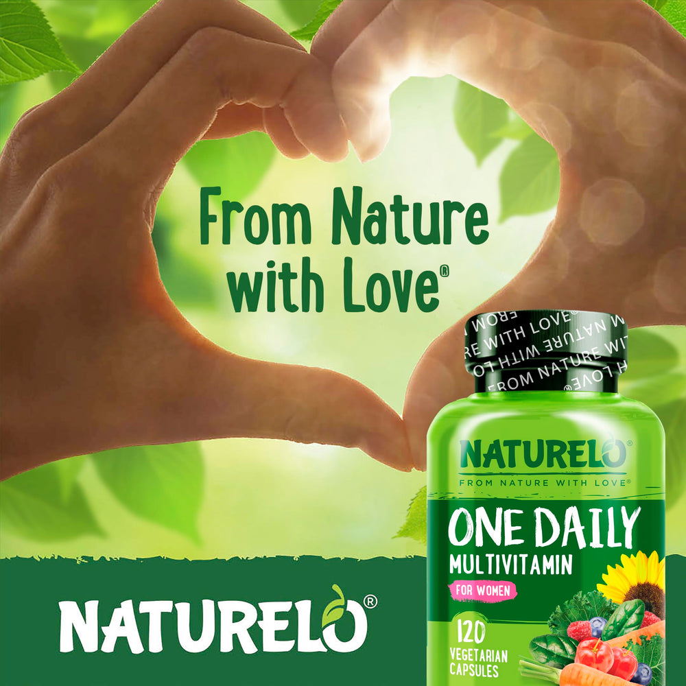 Naturelo whole-food blend with organic fruits and vegetables for antioxidant nutrition.