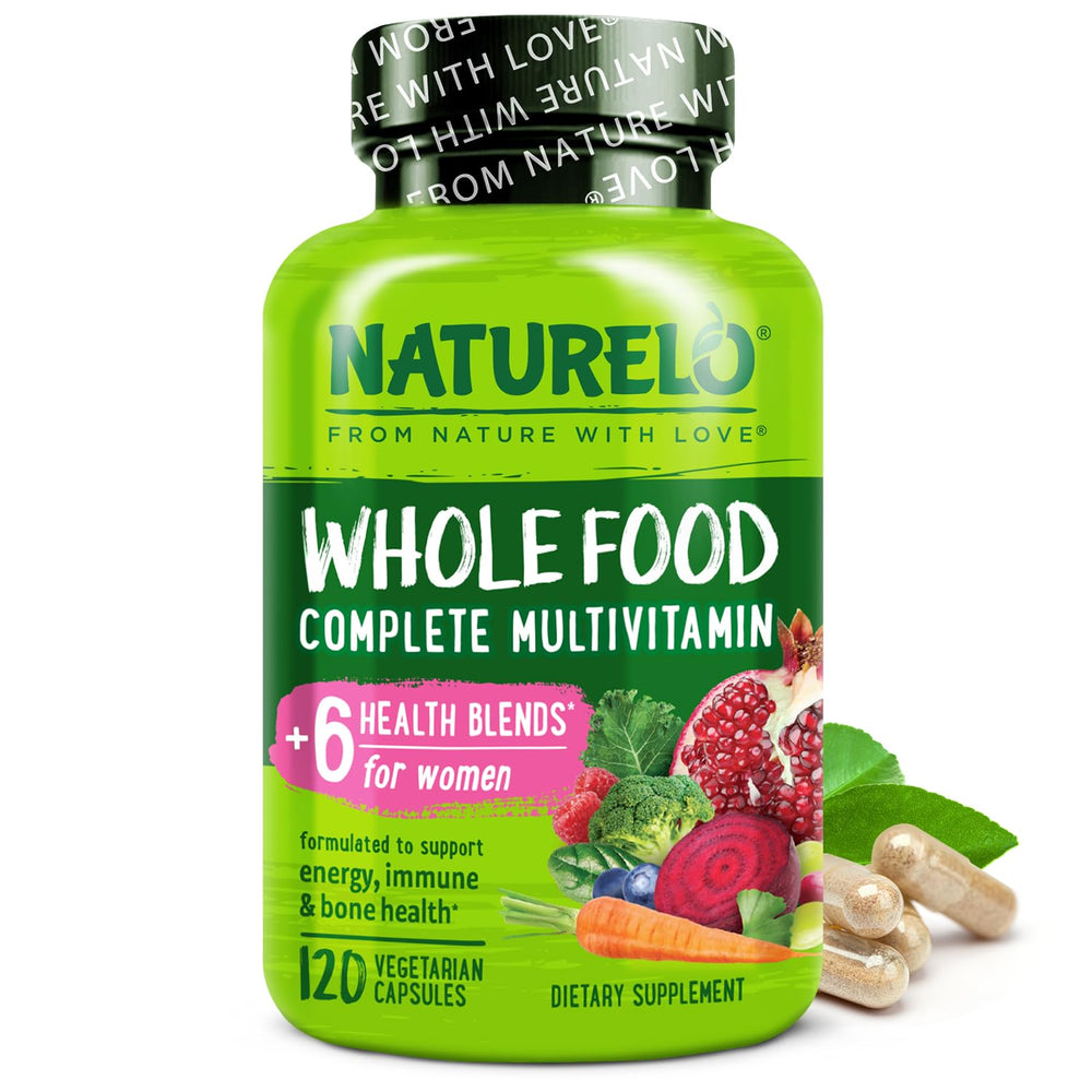 Naturelo Whole Food Multivitamin for Women bottle supports daily energy.