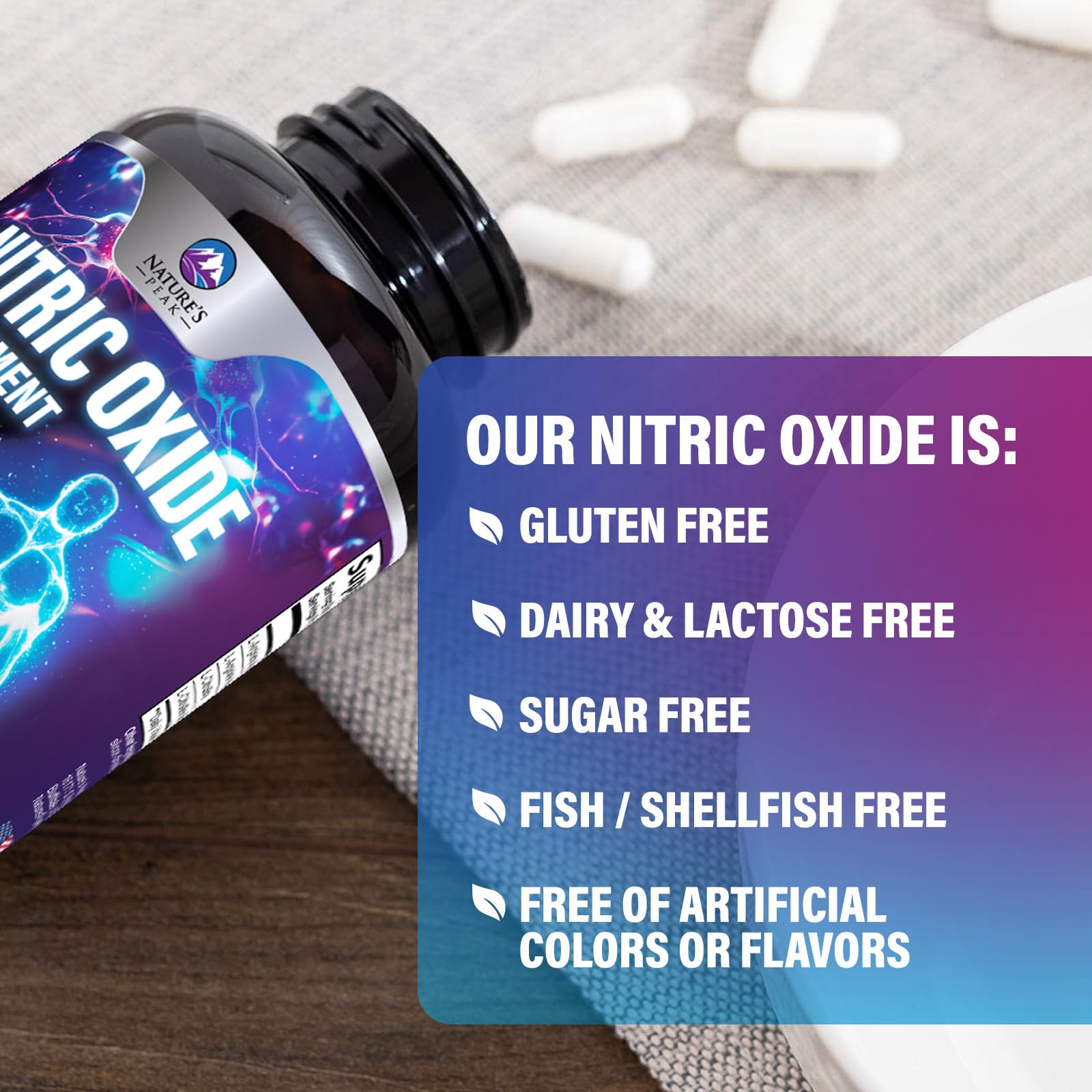 Nature's Peak packaging highlights gluten-free and non-GMO attributes for trust