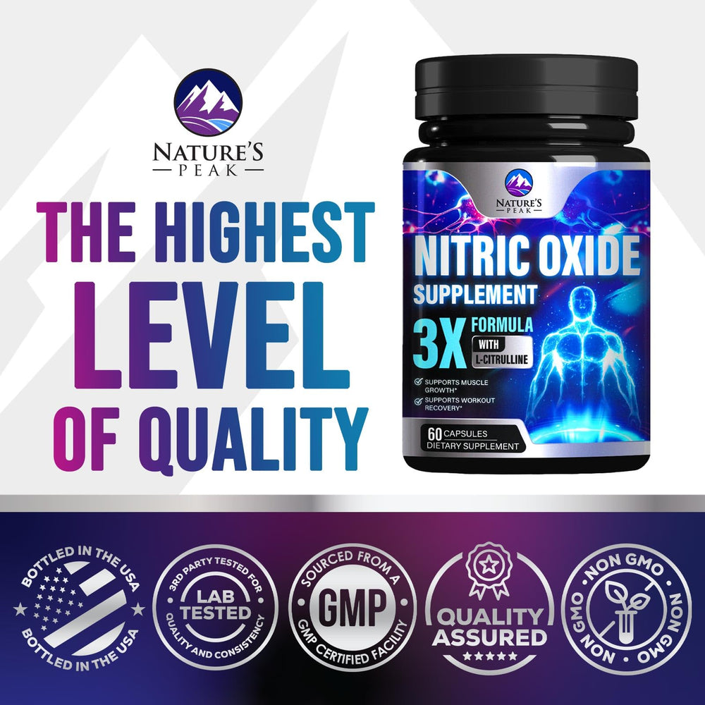 Nature's Peak Nitric Oxide booster during gym session with strong pump cue
