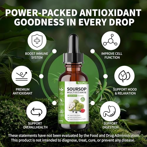 Glass of drink with NaturePlanet Soursop Bitters Drops, showing versatile use.