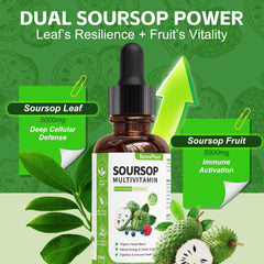 Soursop fruit and leaf close-up from NaturePlanet for natural daily support.