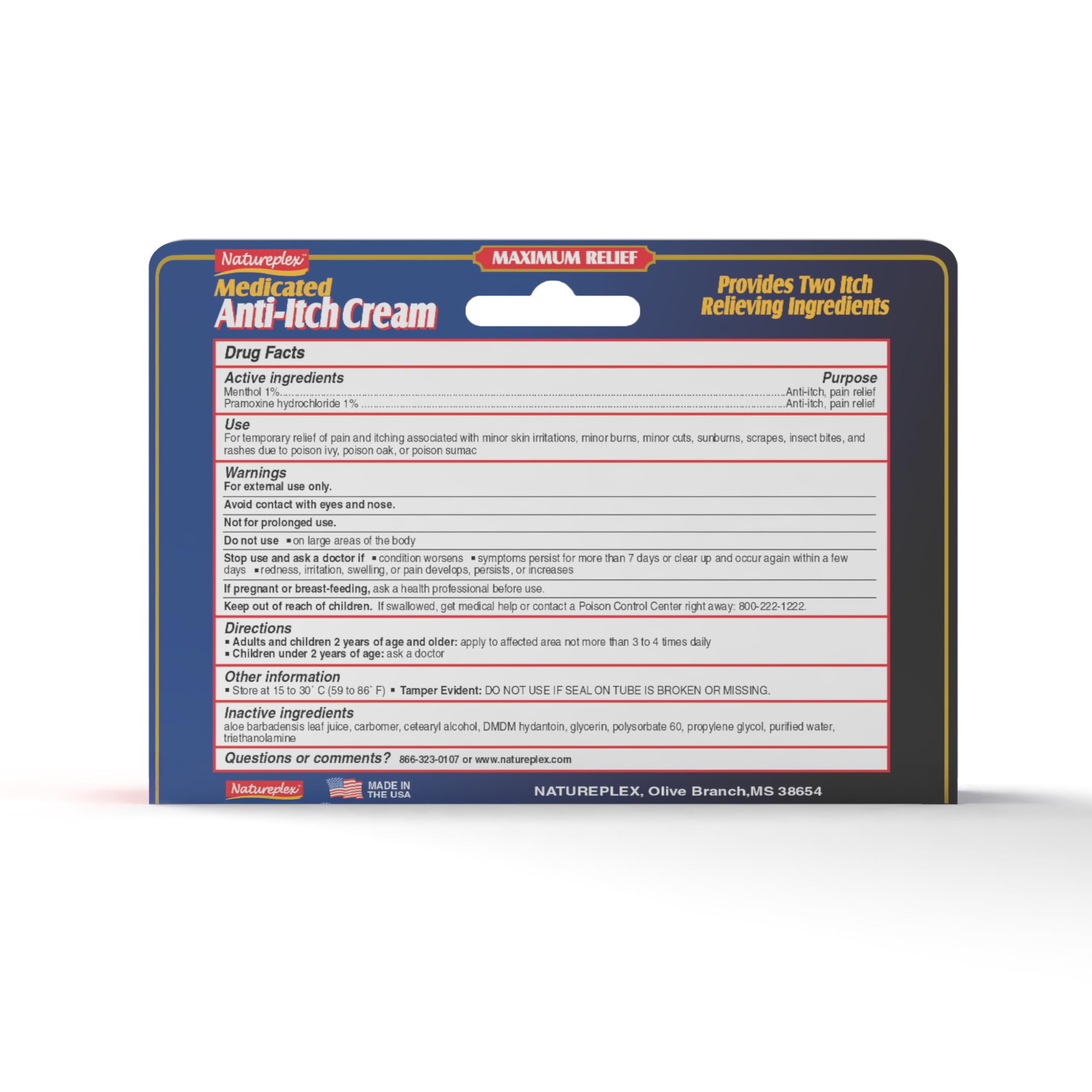 Packaging label highlights menthol and pramoxine active ingredients