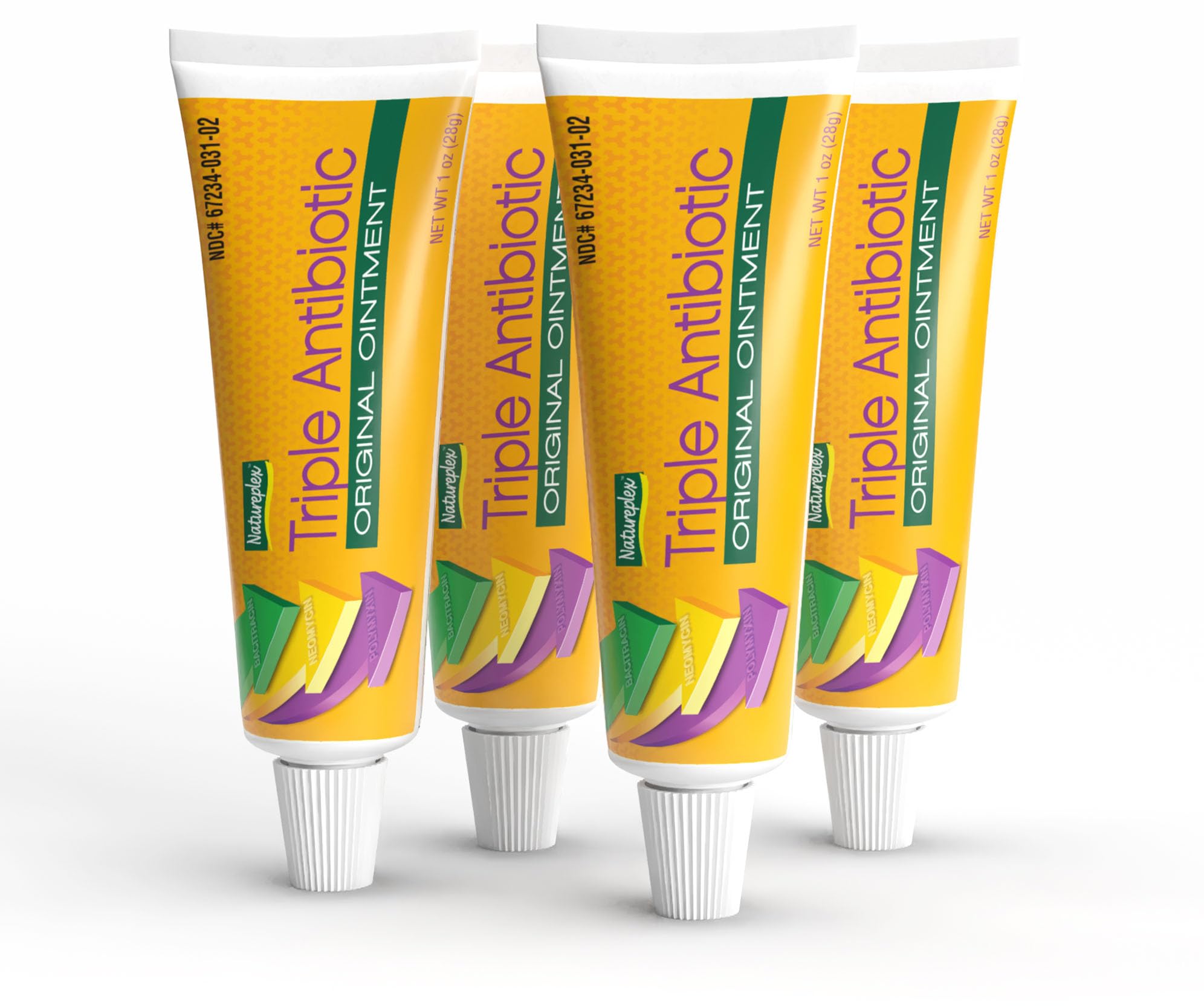 Natureplex triple antibiotic ointment tube closeup for fast wound protection.