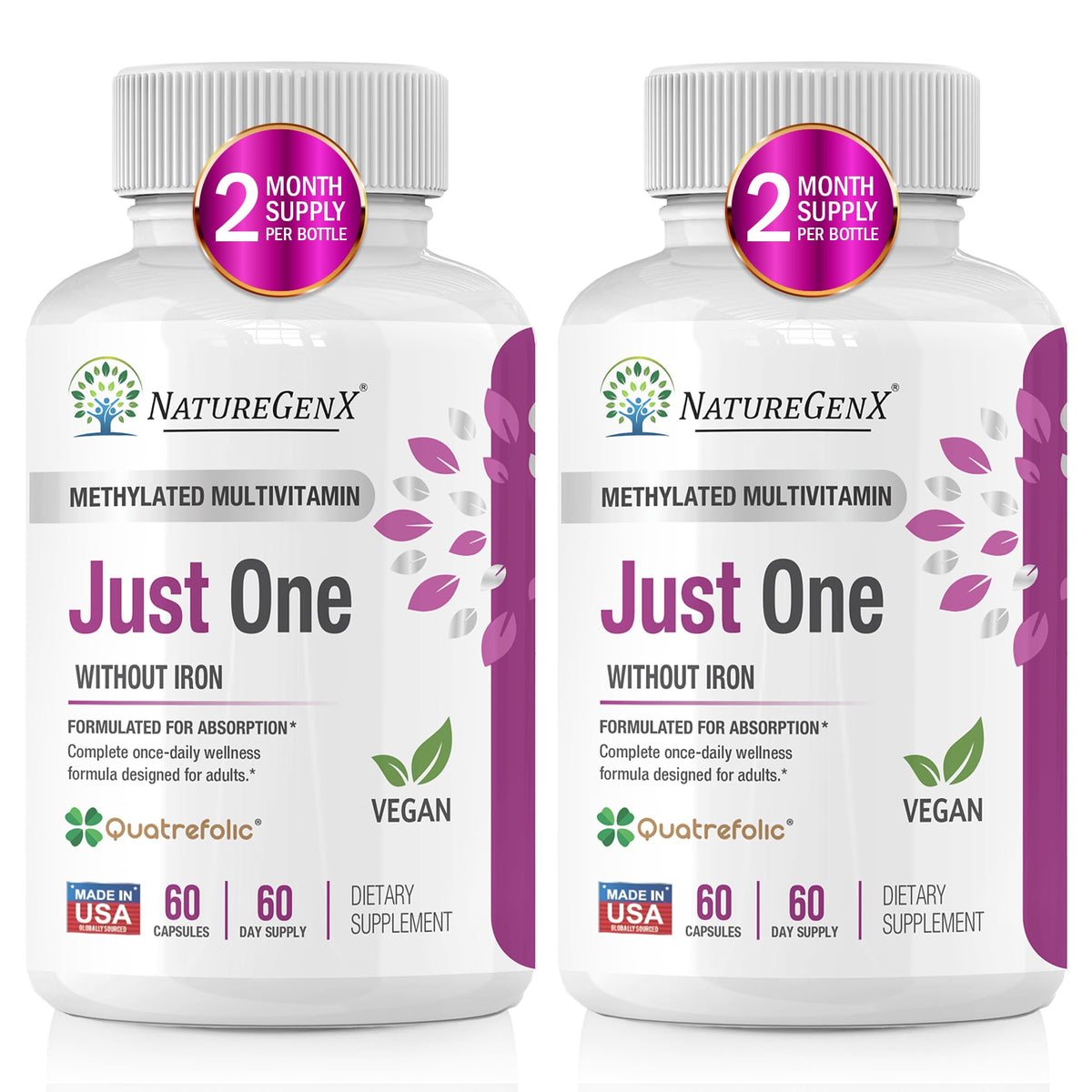 NatureGenX Just One Ultra Daily bottle front showing a complete methylated multivitamin