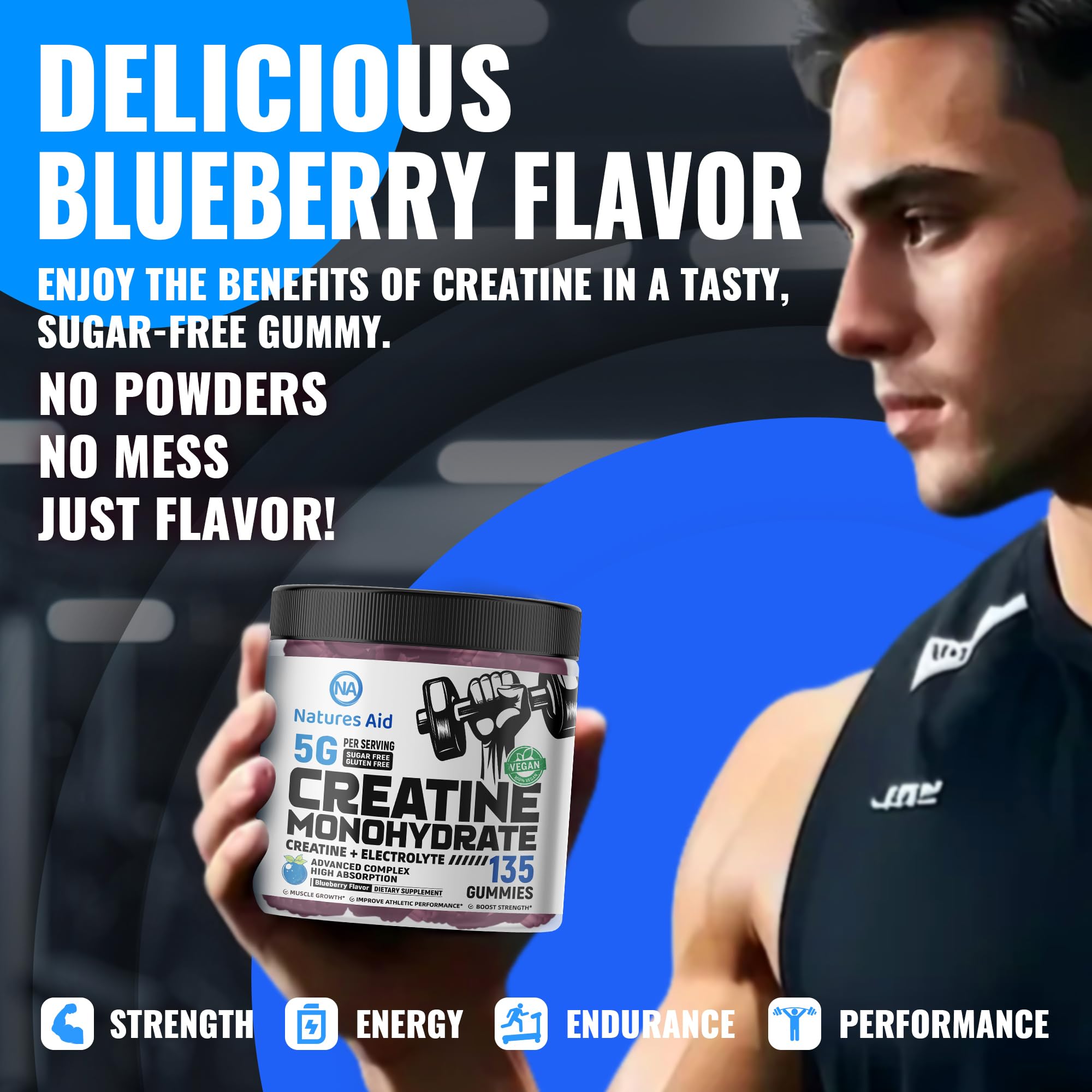 Natures Aid Blueberry Electrolyte Gummies 135-count pack for workouts