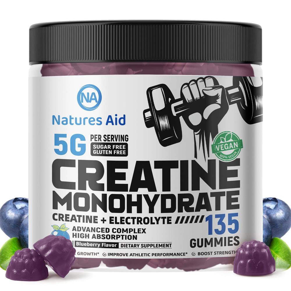 Natures Aid Creatine Monohydrate Gummies athlete in gym