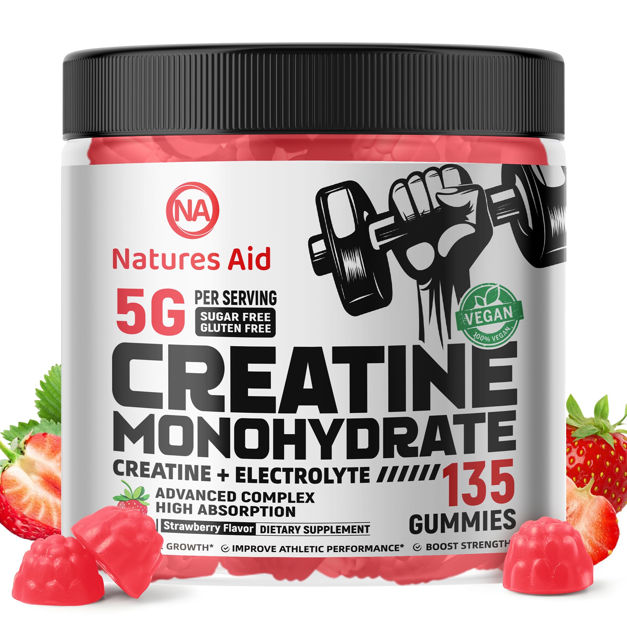 Natures Aid Creatine Monohydrate Gummies desk setup promotes regular supplementation.