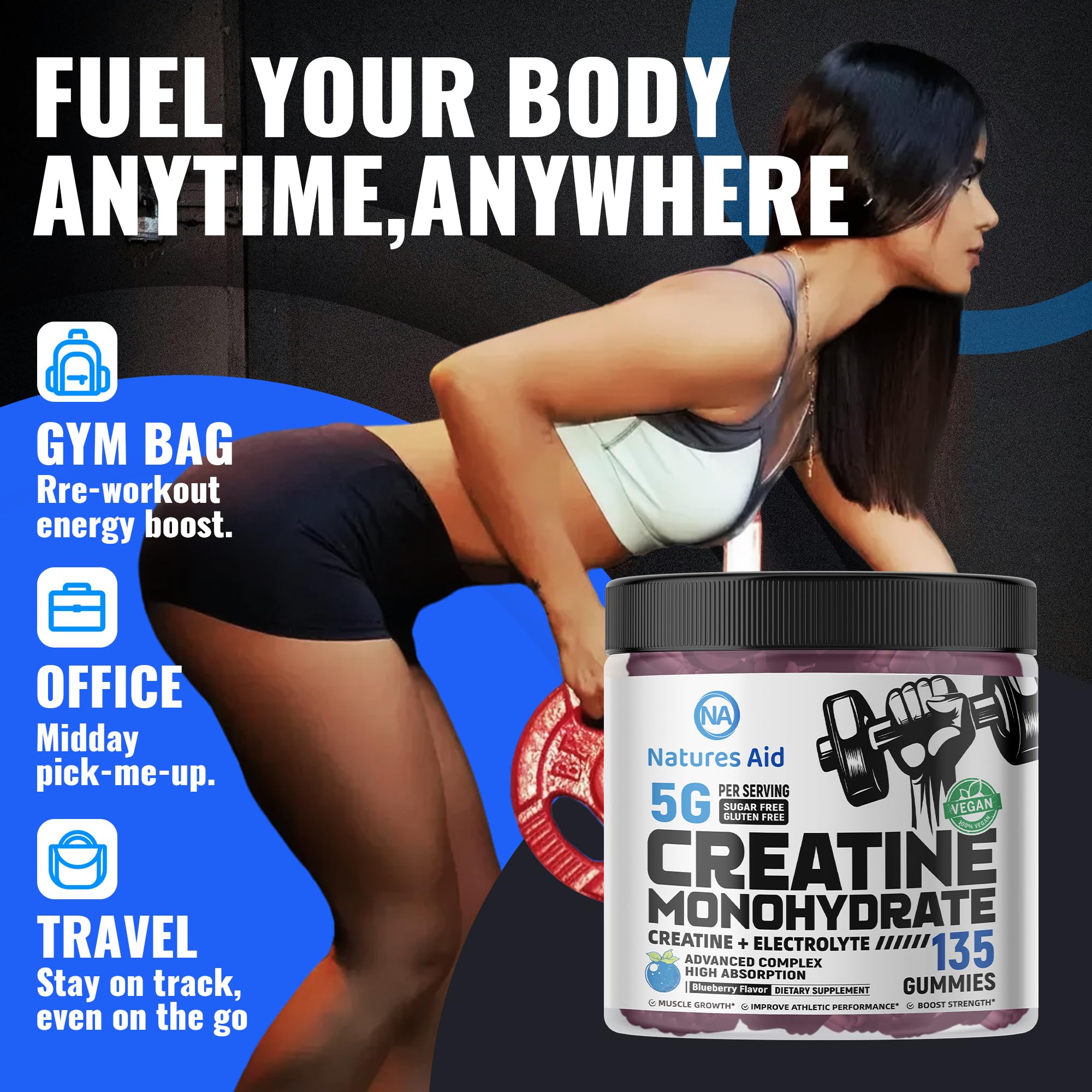 Natures Aid Creatine Monohydrate Gummies individual gummy close-up