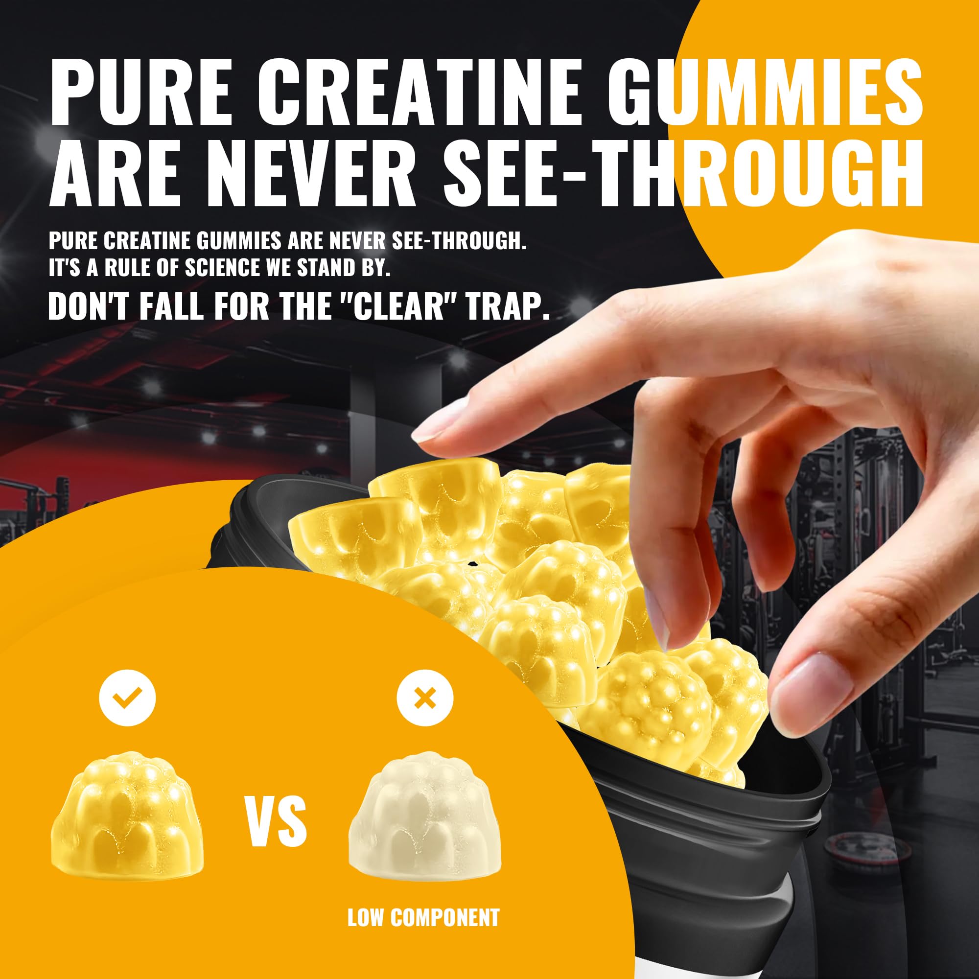 Natures Aid Creatine Monohydrate Gummies orange flavor visually appealing.