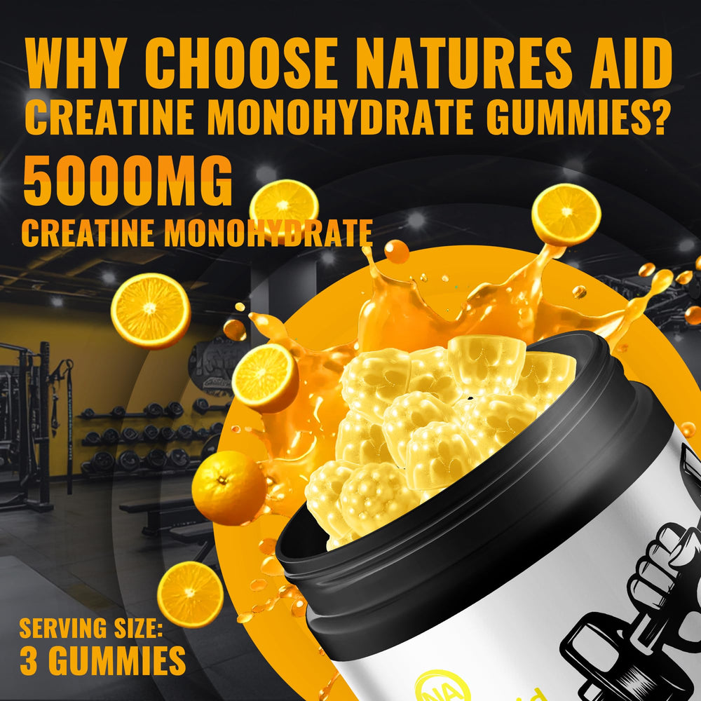 Natures Aid Creatine Monohydrate Gummies pre-workout scene in action.