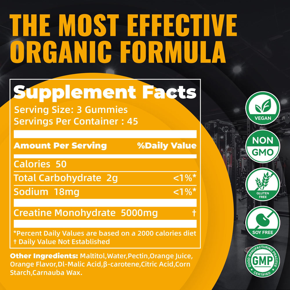 Natures Aid Creatine Monohydrate Gummies vegan, sugar-free formula for athletes.