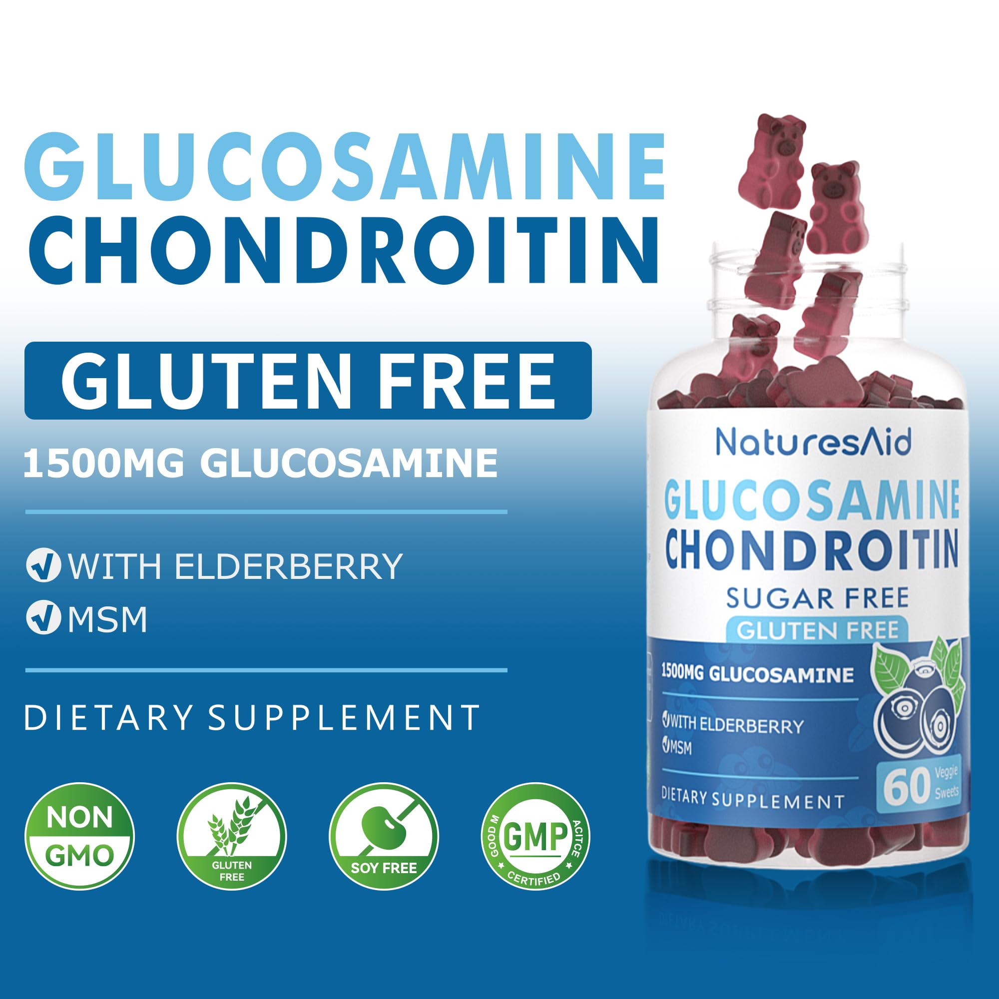 Natures Aid glucosamine chondroitin gummies two-pack on display for ongoing use