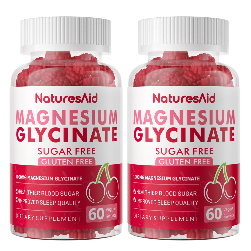 Natures Aid Magnesium Glycinate Gummies bottle for daily calm mood support