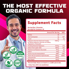 Nature's Aid magnesium glycinate gummies ingredients panel with D B6 CoQ10 and minerals