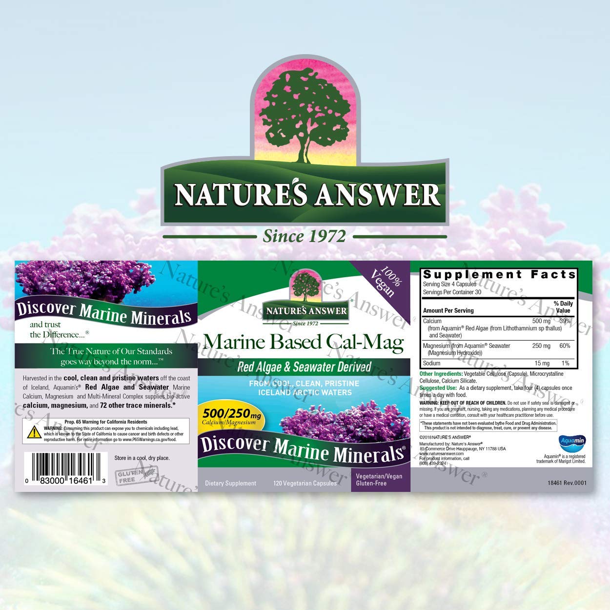 Nature's Answer Aquamin red algae extract bottle close-up for marine-based minerals