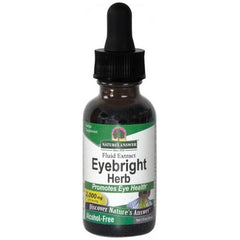 Close-up of Eyebright tincture bottle highlighting alcohol-free, vegan formula