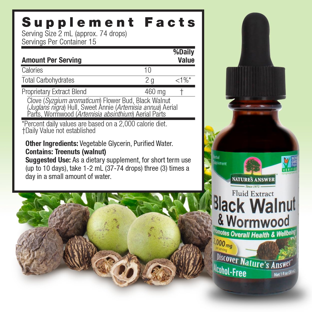 Blend of walnut wormwood sweet annie and clove extracts supports herbal balance