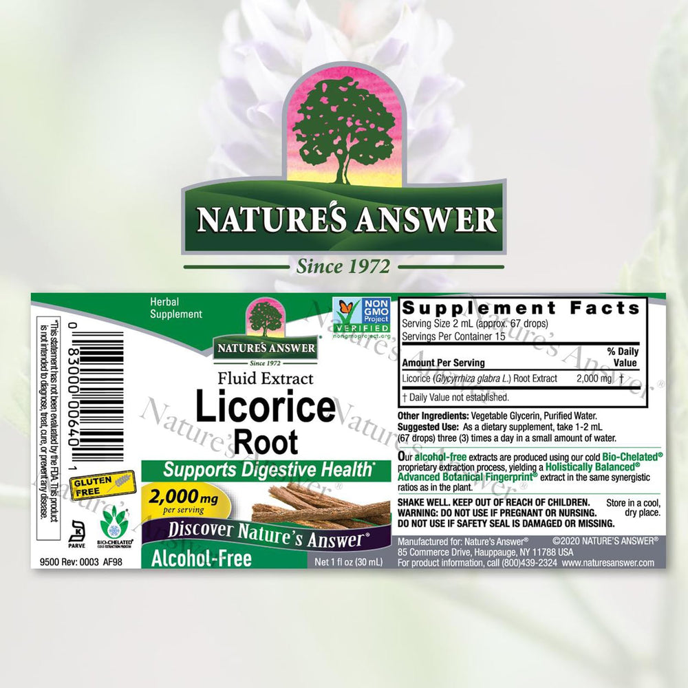 Nature's Answer Licorice Root dropper ready for fast absorption