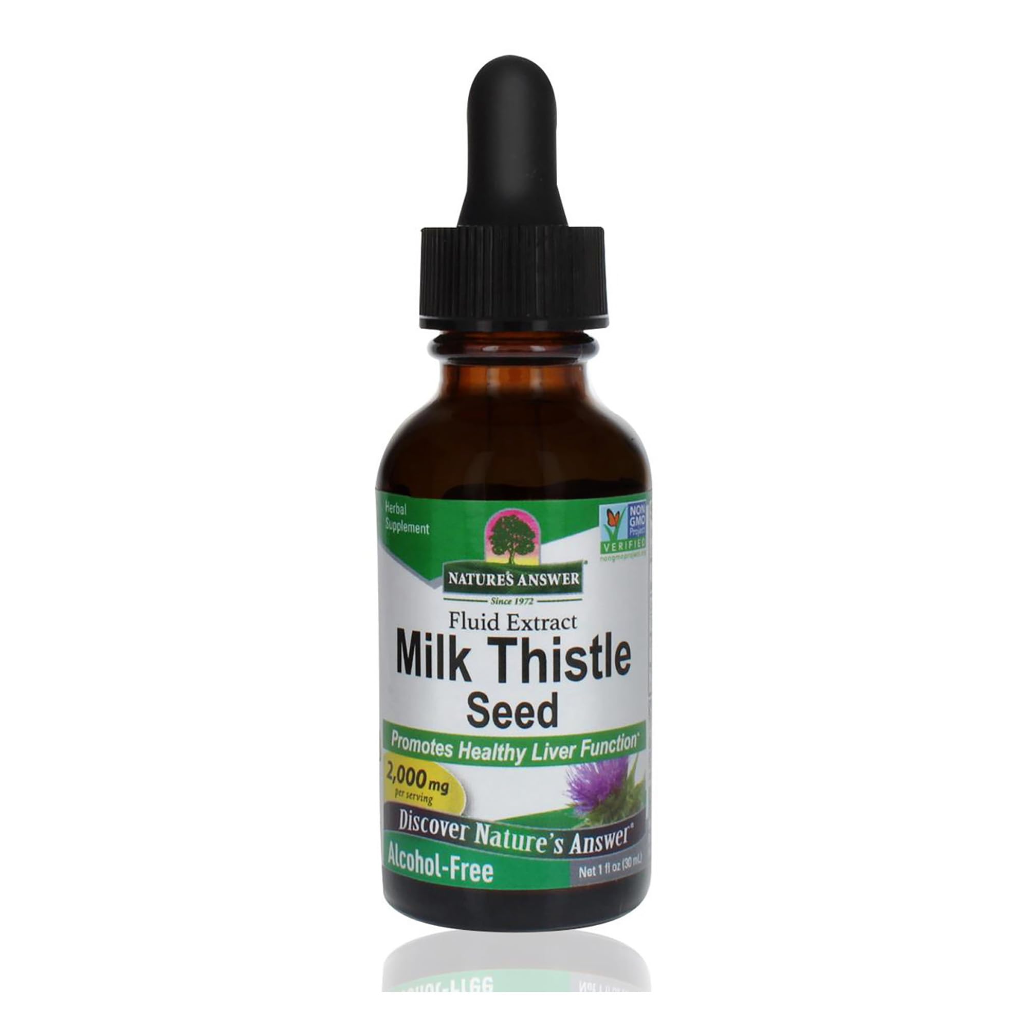Nature’s Answer Milk Thistle bottle with liquid extract for liver support