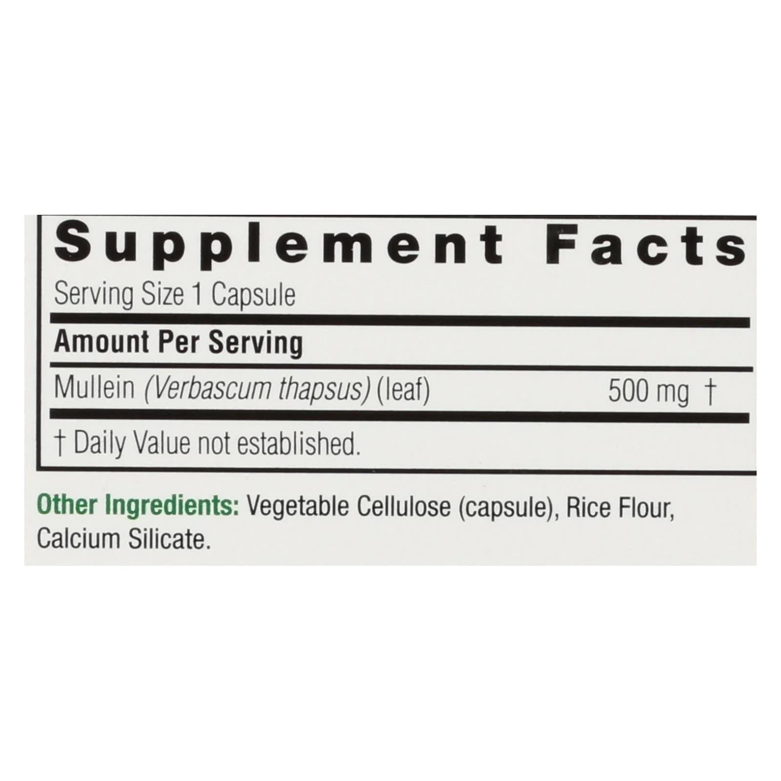 Nature's Answer Mullein Leaf Capsules being poured, alcohol-free option for daily wellness.