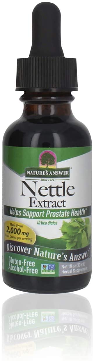 Nature's Answer Nettle Leaf Extract bottle with dark-green liquid for urinary tract support.