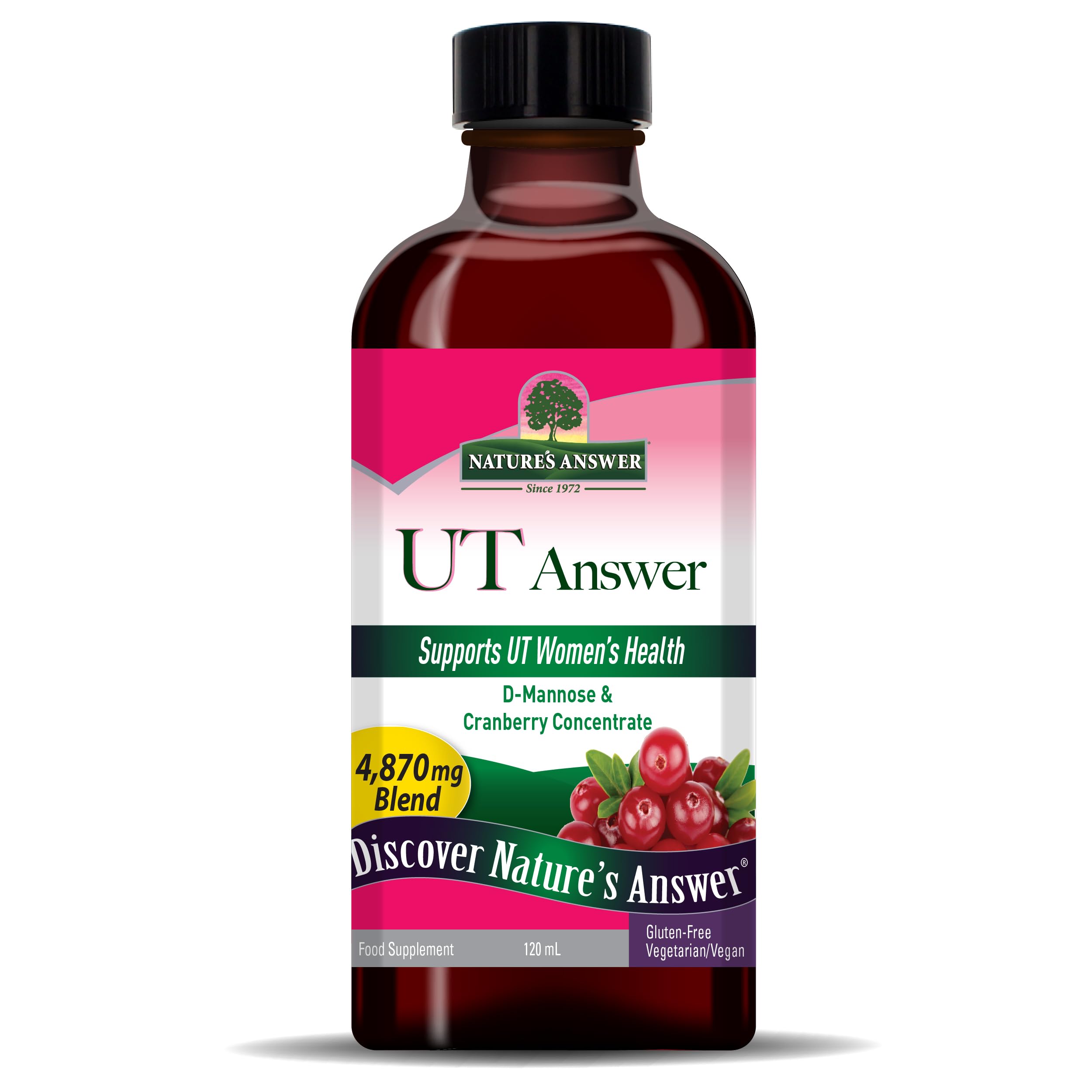 Nature's Answer UT Answer bottle pour with cranberry flavor for urinary tract support