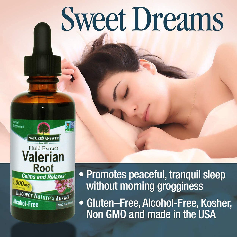 Nature's Answer valerian root label shows kosher and gluten-free assurance.