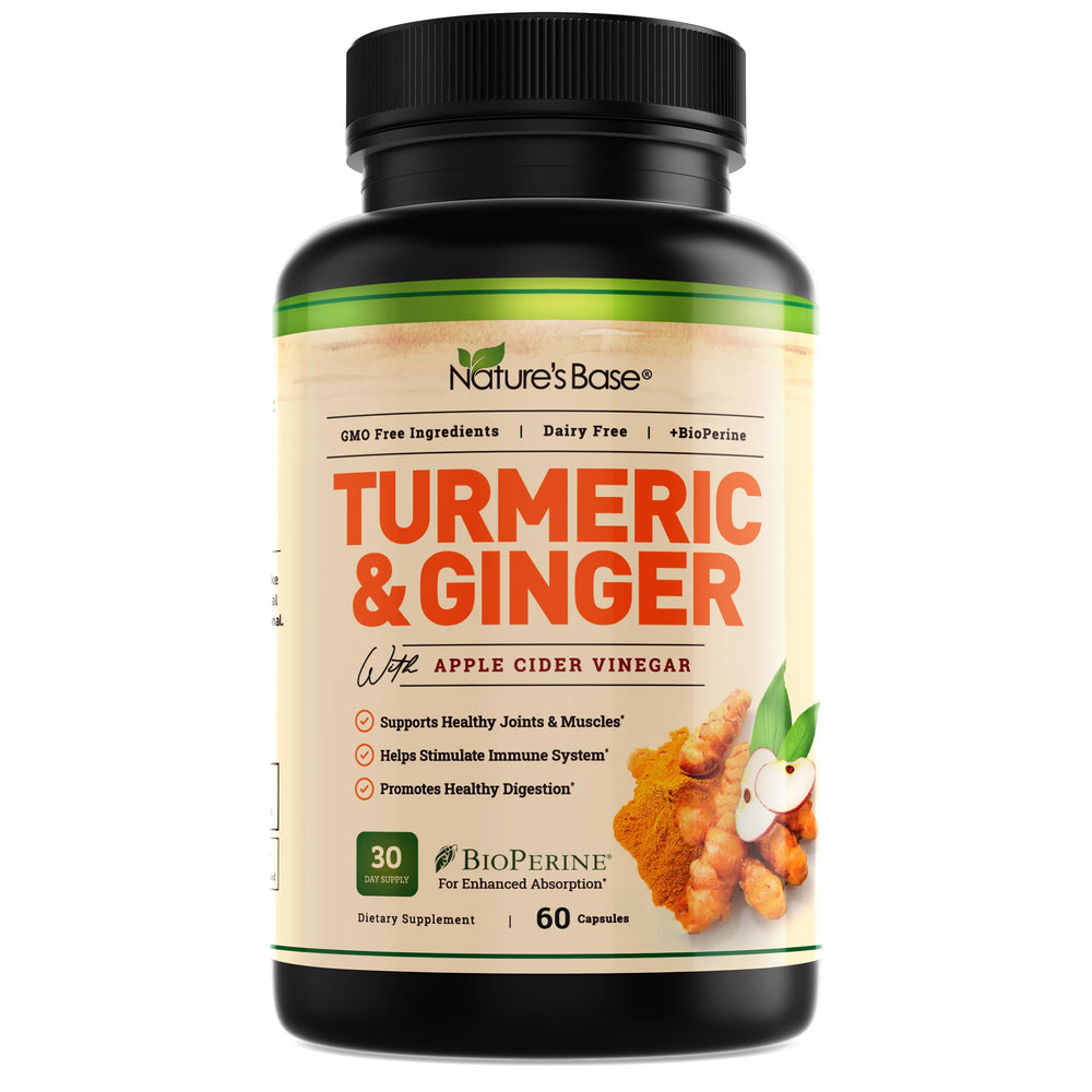 Nature's Base turmeric capsules bottle front supports daily wellness