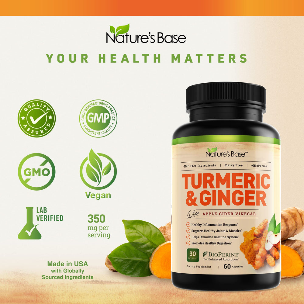 Nature's Base turmeric capsules dispensed for convenient daily use