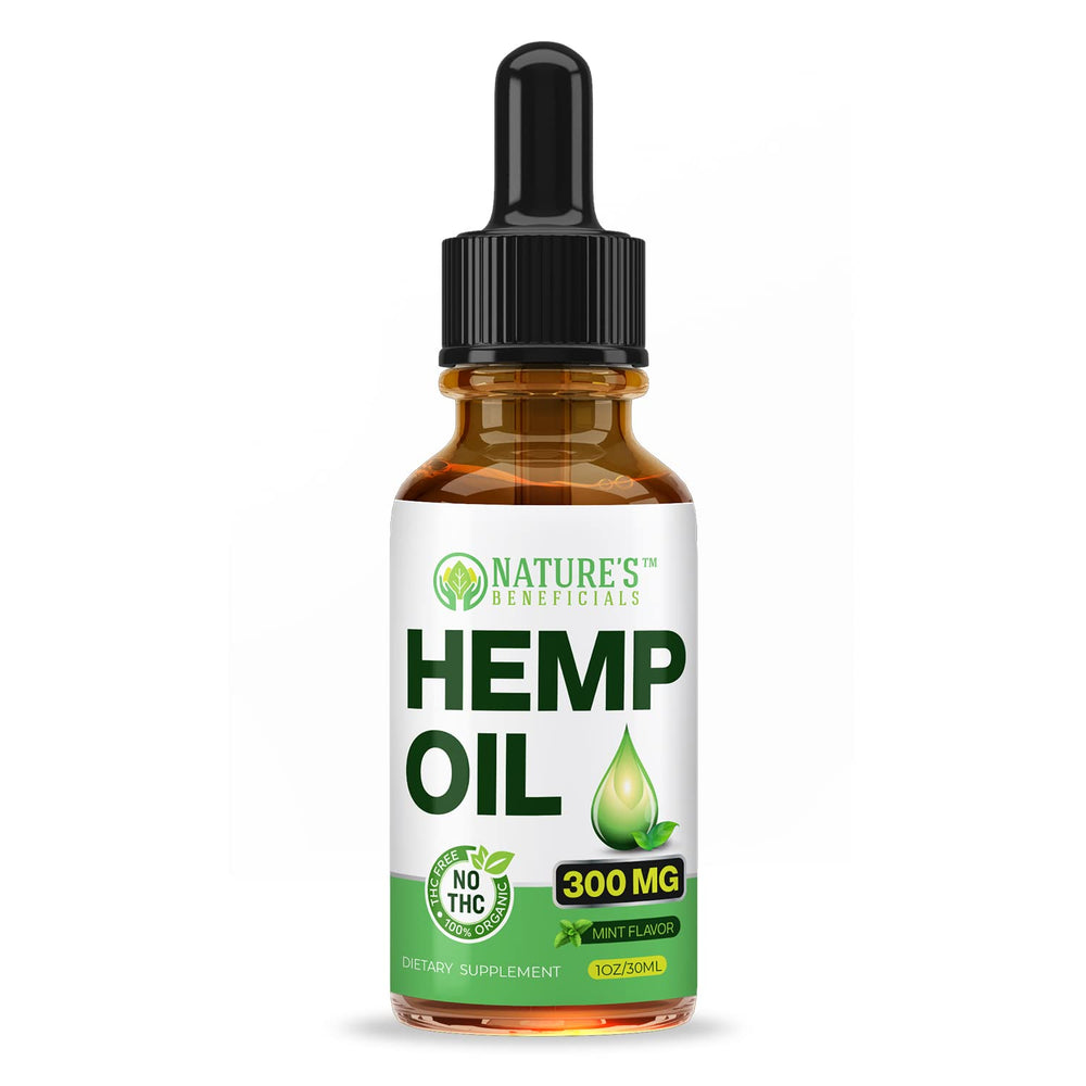 NATURE'S BENEFICIALS hemp oil dropper pour enables easy, mess-free dosing.
