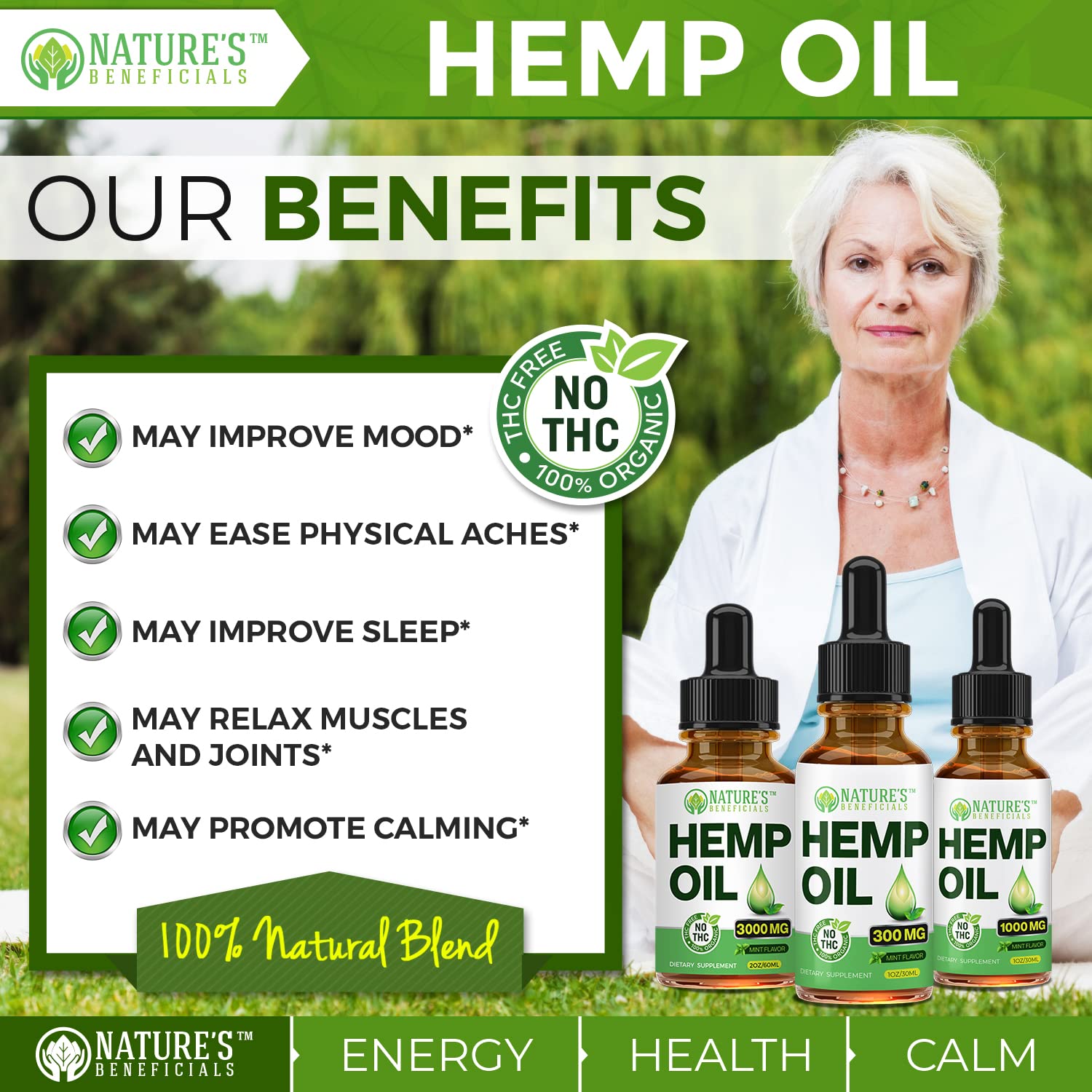 Nature's Beneficials peppermint flavor drops for refreshing administration.