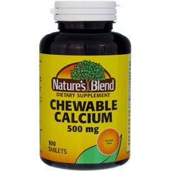Nature's Blend calcium chewable tablet-closeup shows Bavarian cream flavor and smooth texture