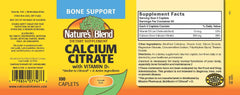 Nature's Blend Calcium Citrate with D3 100 tablets – bottle image showing gluten-free daily supplement