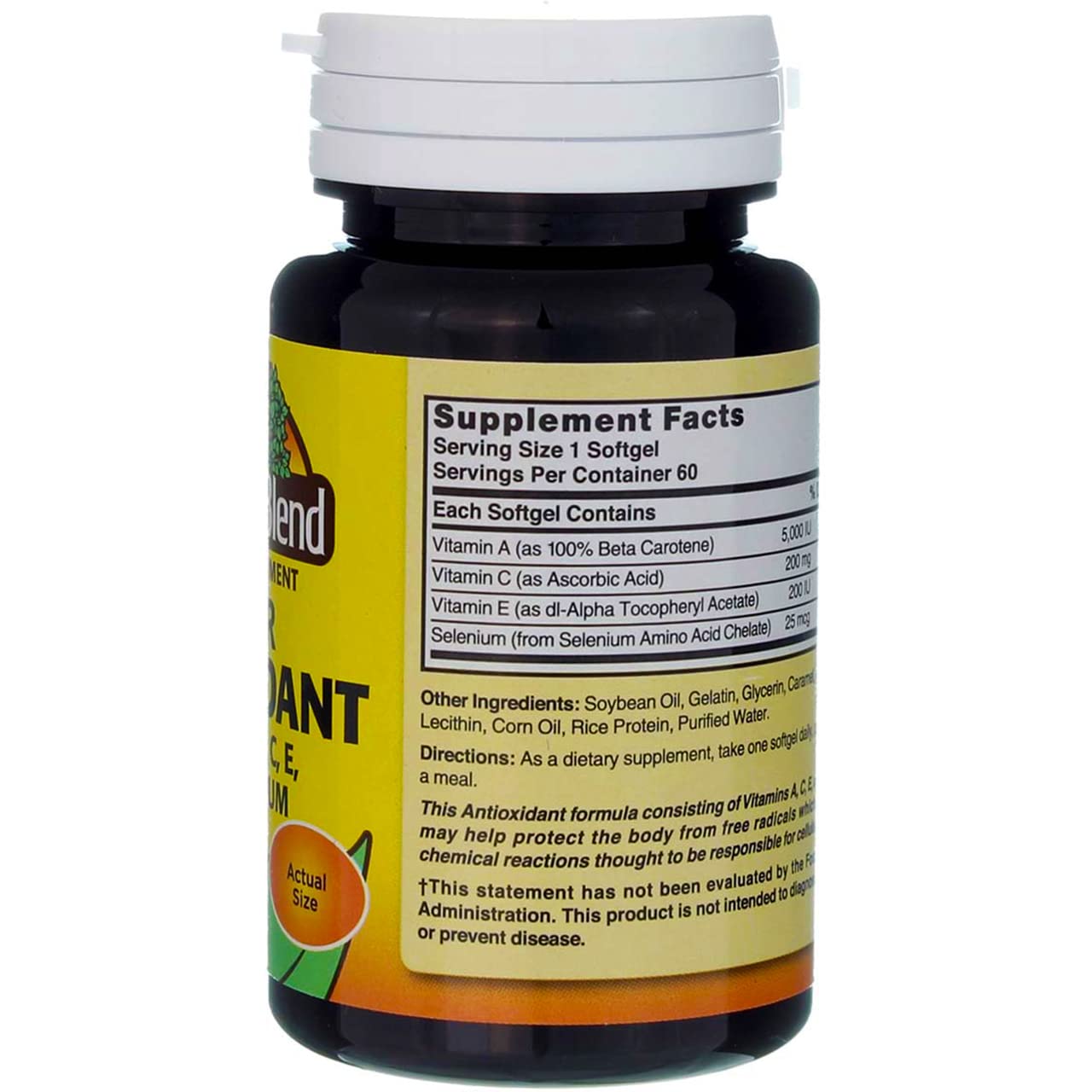 Nature's Blend Super Antioxidant Aces capsules on a surface suggest quick swallow.