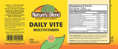Nature's Blend Daily Vite label close-up highlighting gluten-free formula
