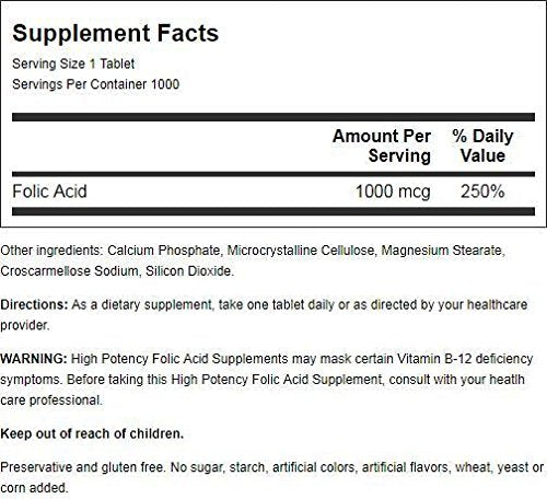 Nature's Blend Folic Acid 1000 mcg bottle closeup for daily supplement routine.