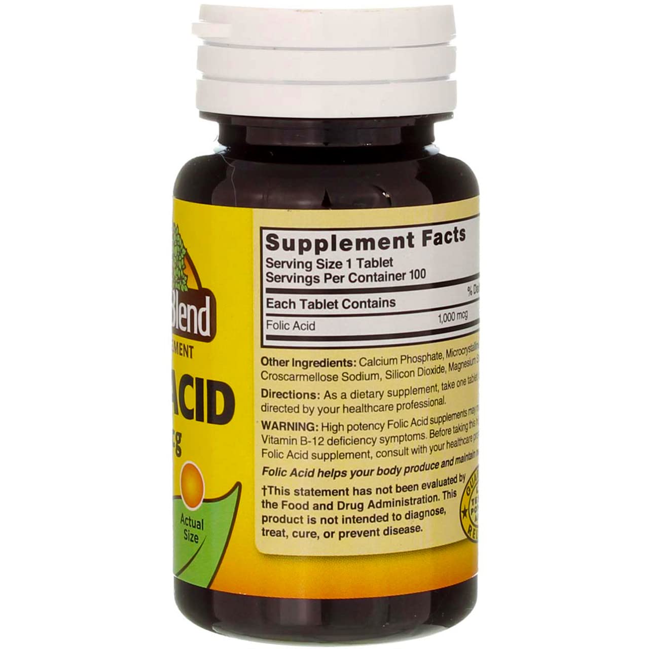 Nature's Blend folic acid tablets in hand, ready for daily wellness routine.