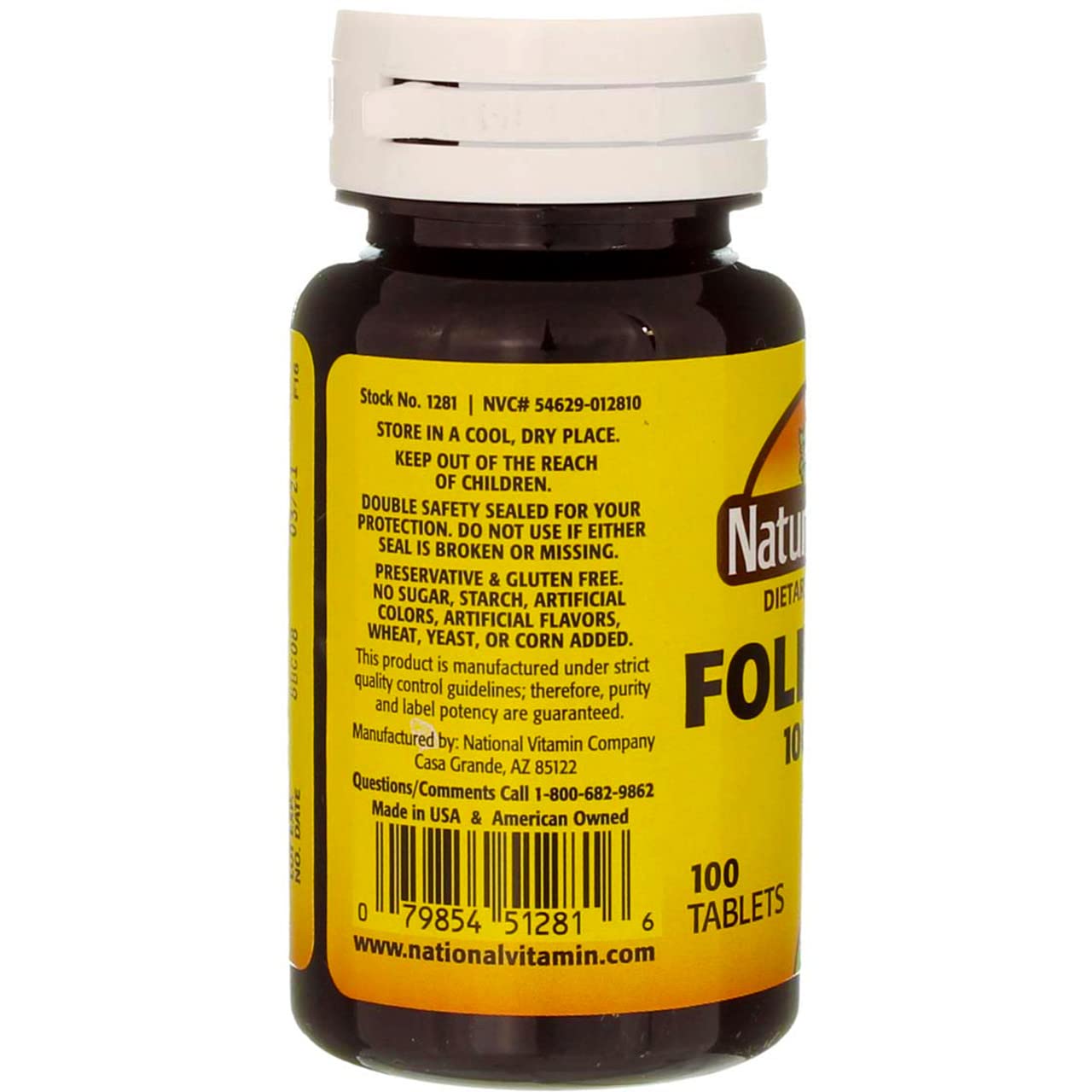 Two-bottle Nature's Blend folic acid 1000mcg pack-shot for convenient ongoing use.